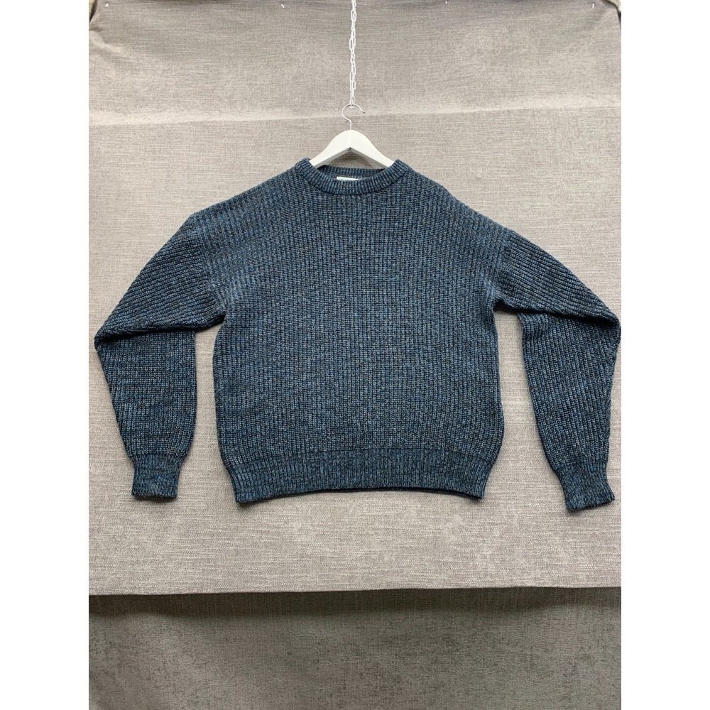 Vintage Willow Bay Sweater Mens Large Marled Blue Speckled Ribbed Chunky Knit
